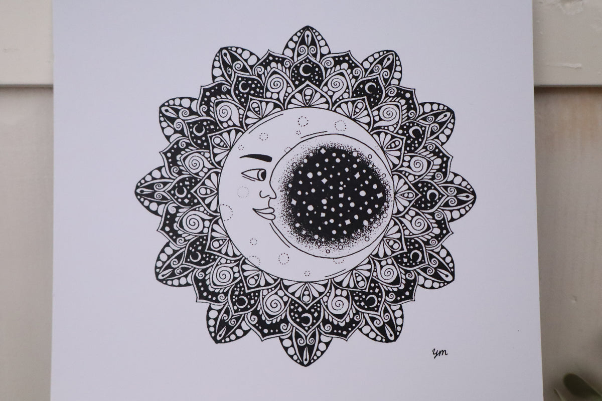 Mandala kunstprint Maanfluisteraar, tweede aanzicht