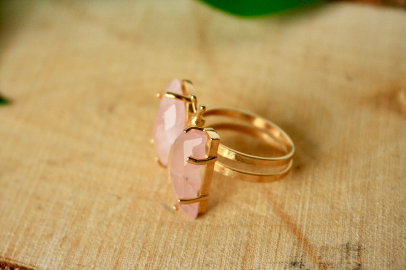 Ring - Rozenkwarts - 925 Zilver - Verguld