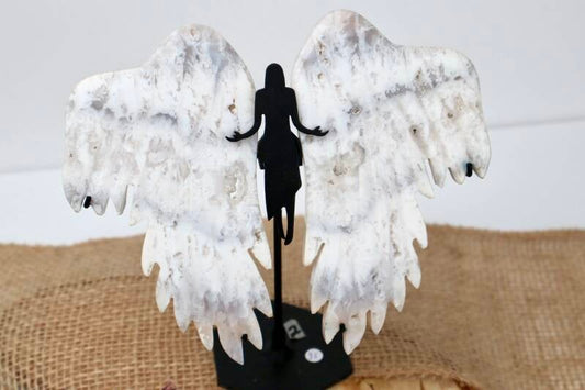 Witte pluimagaat engel 18 cm, tweede aanzicht