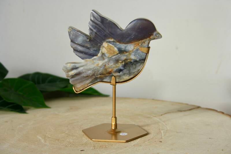 Vredes Duif - Paarse Chalcedoon - Standaard Goud