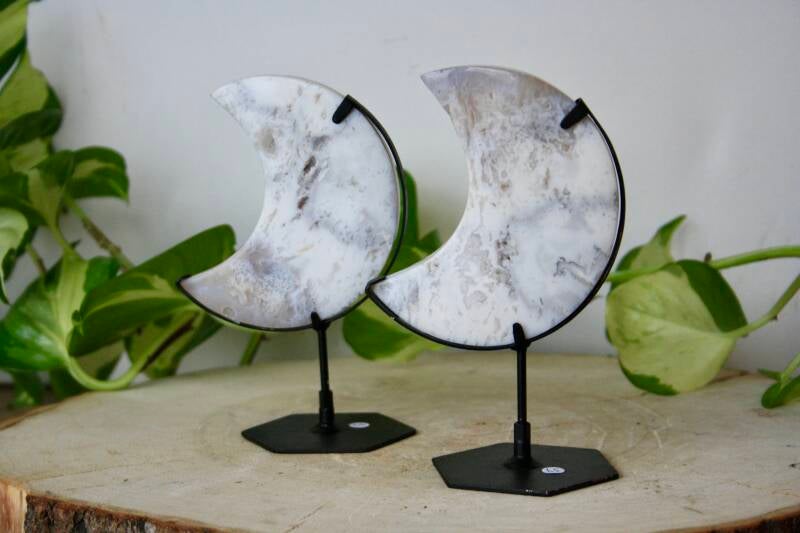 Witte Pluim Agaat - Maan - Standaard