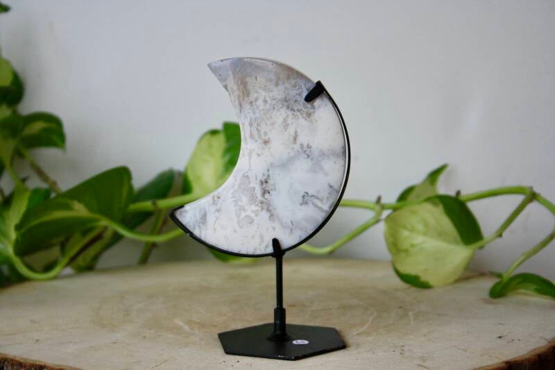 Witte Pluim Agaat - Maan - Standaard