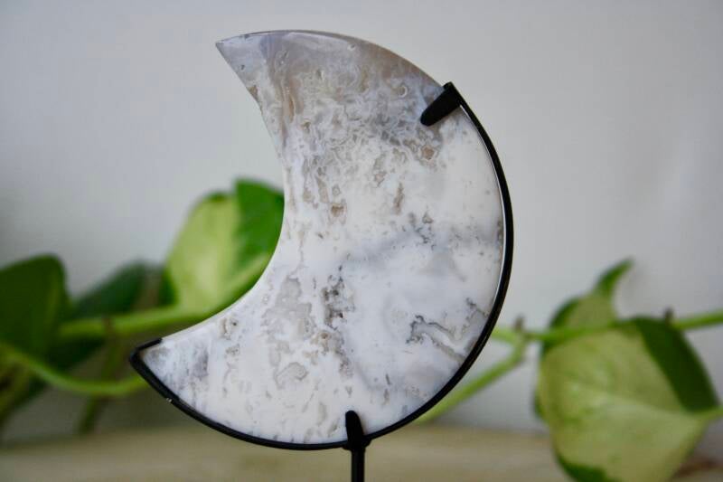Witte Pluim Agaat - Maan - Standaard
