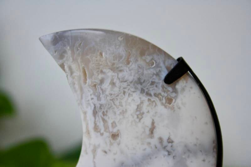 Witte Pluim Agaat - Maan - Standaard