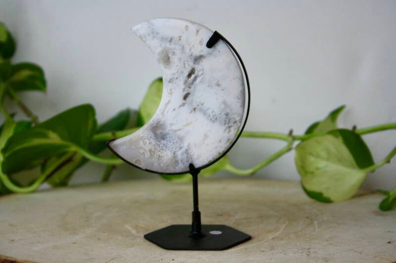 Witte Pluim Agaat - Maan - Standaard
