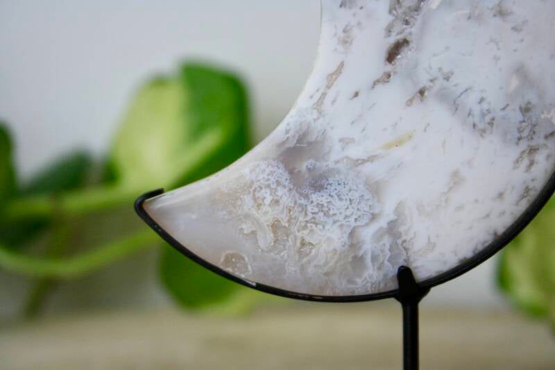Witte Pluim Agaat - Maan - Standaard