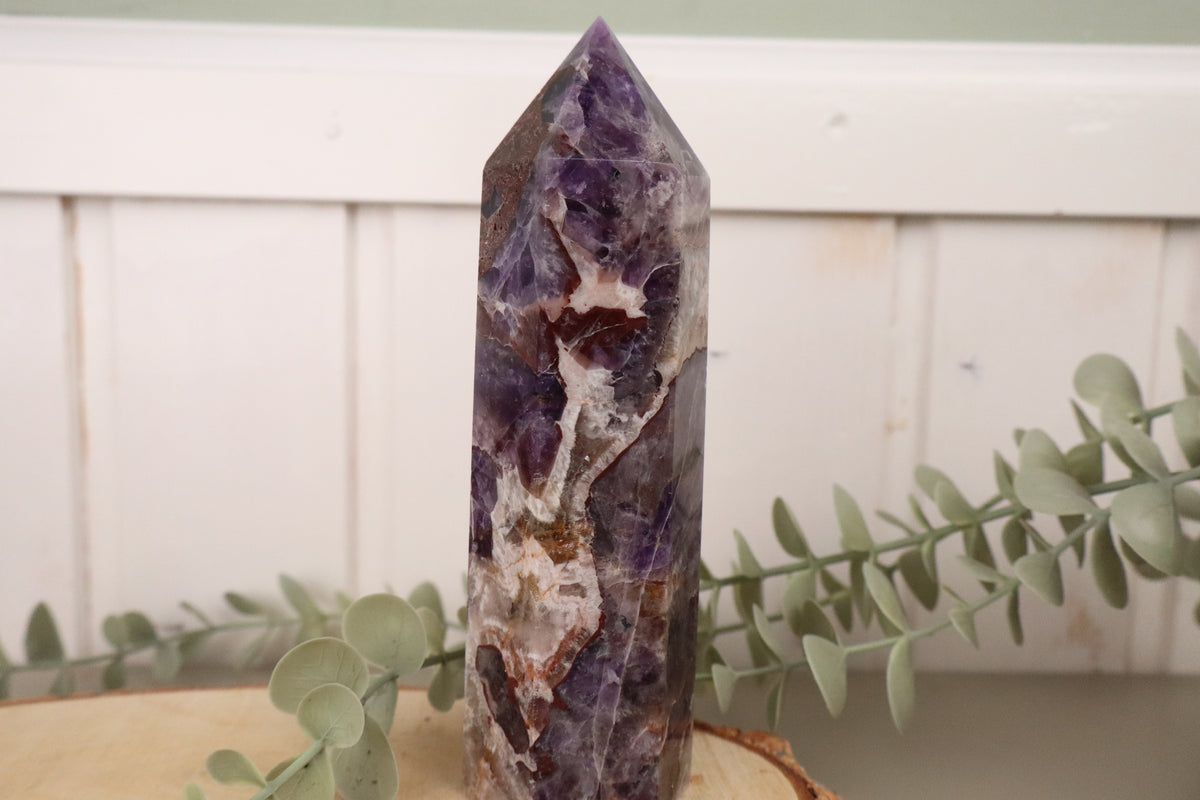 Chevron amethist toren van 17 cm, tweede aanzicht