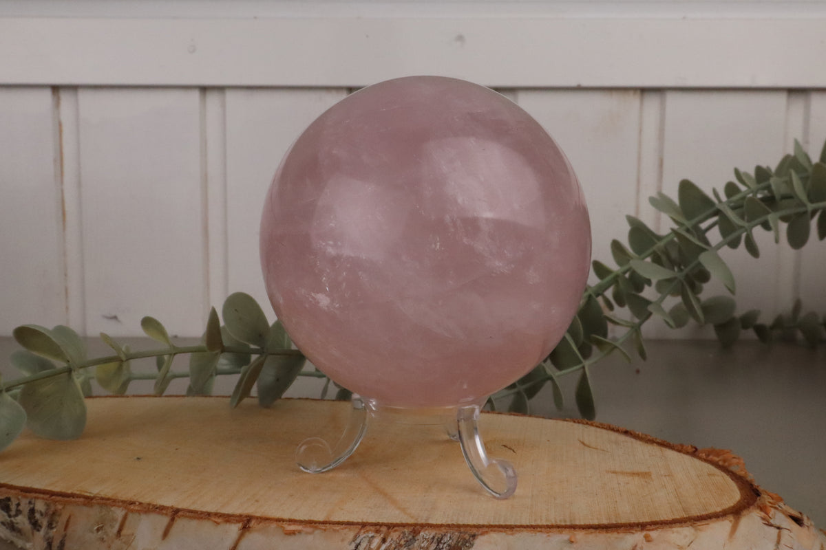 Grote roze rozenkwarts bol van 8,5 cm