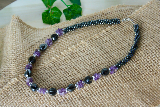 Ketting met Hematiet en Amethist