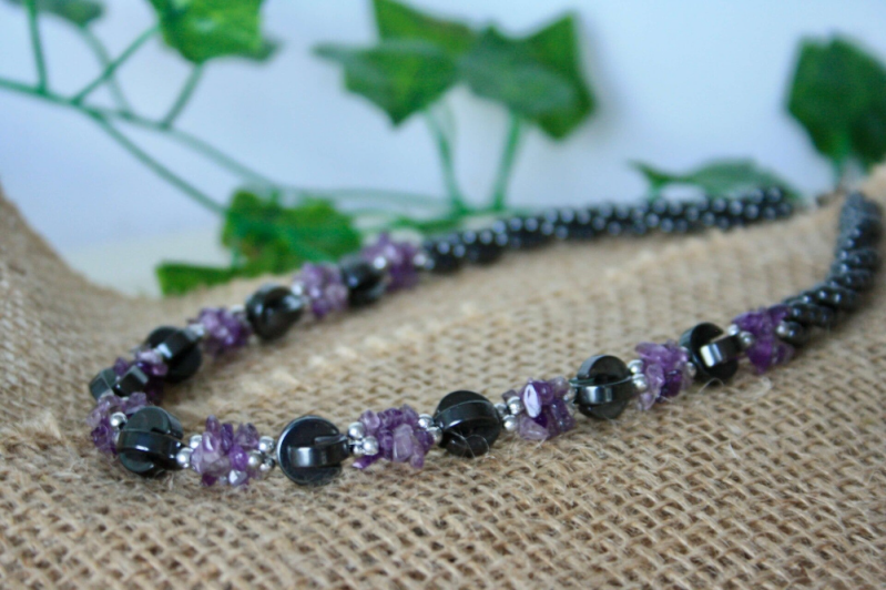 Ketting met Hematiet en Amethist