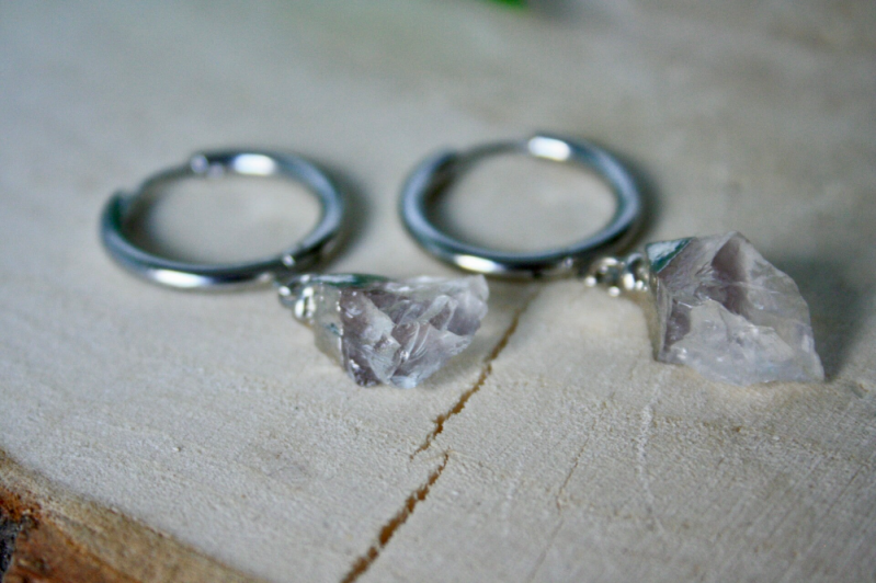 Oorbellen - Bergkristal - RVS - Zilver