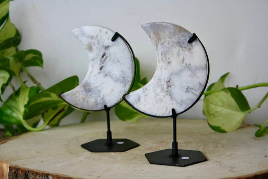 Witte Pluim Agaat - Maan - Standaard