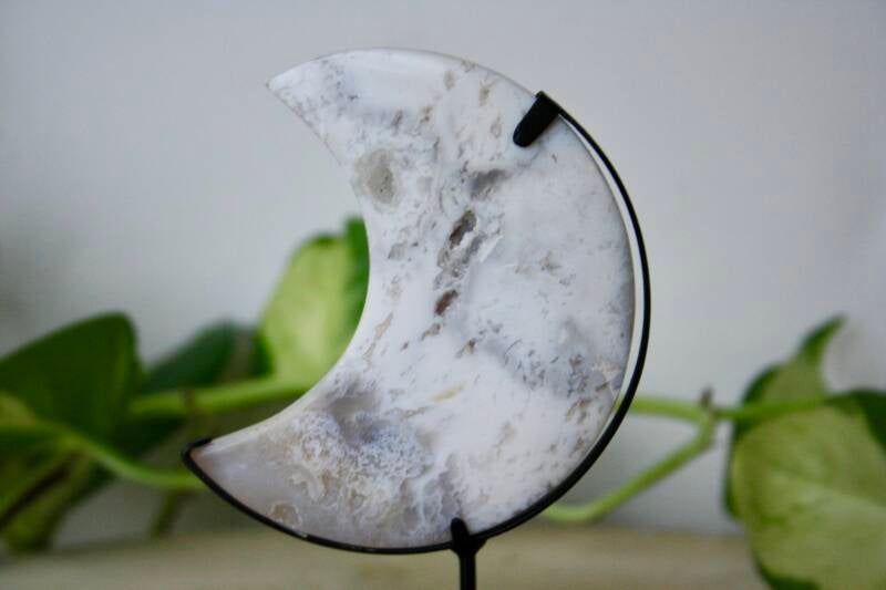 Witte Pluim Agaat - Maan - Standaard