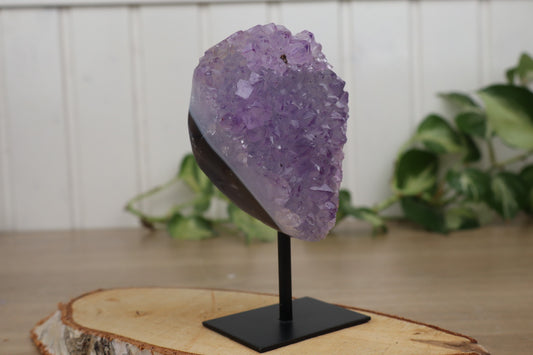 Amethist op Blue Lace Agaat Met Standaard (566 gr)
